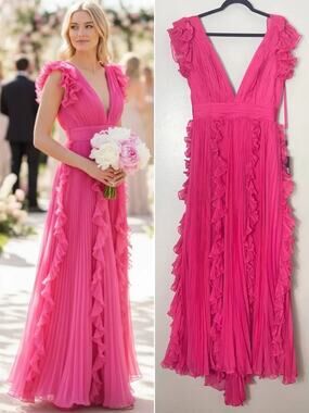 Mac Duggal Pink Dress Wedding Guest Evening Formal Gown